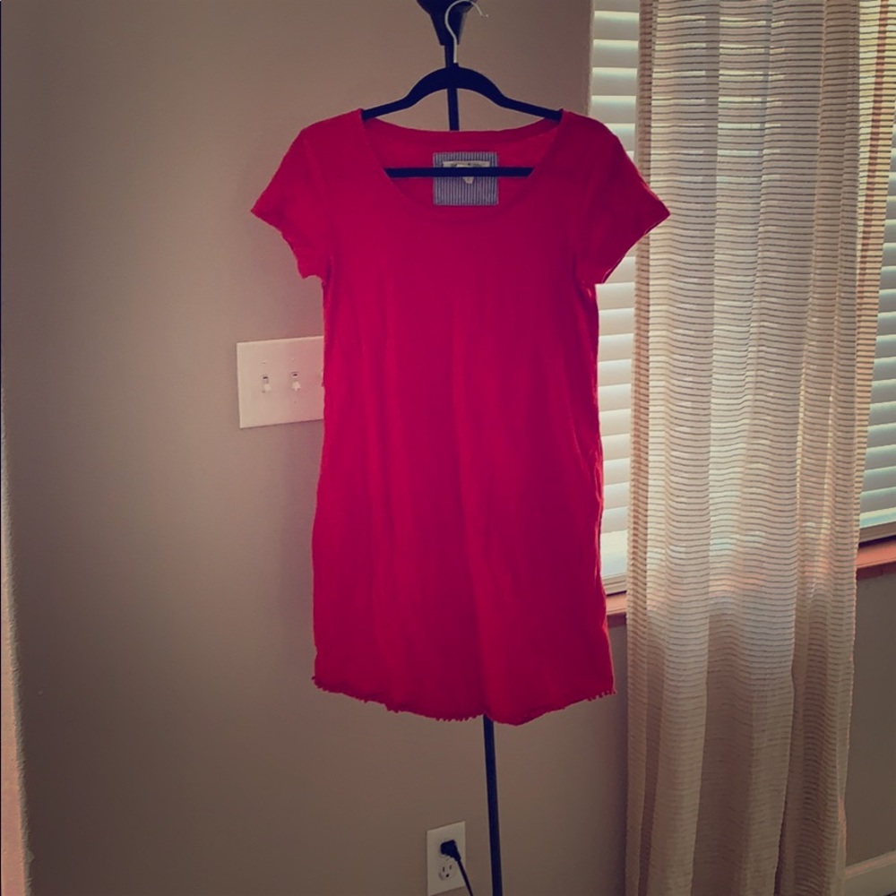 Red T-shirt dress with detailing